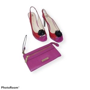 Anne klein multicolored heels & wristlet bundle